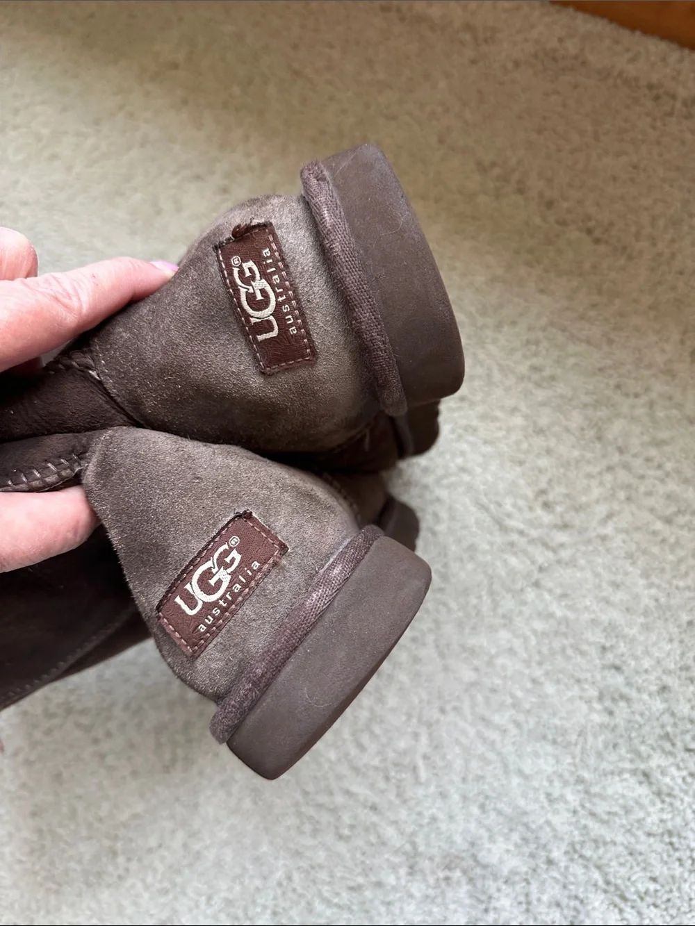UGG Brown Suede Mid-Calf Shearling Boots